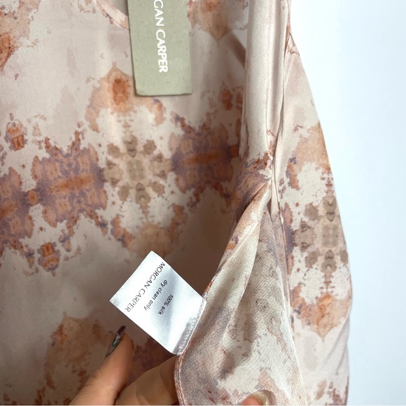 Morgan Carper Split Side 100% Silk Racerback Medium Neutral Tones Anthropologie - Picture 4 of 5